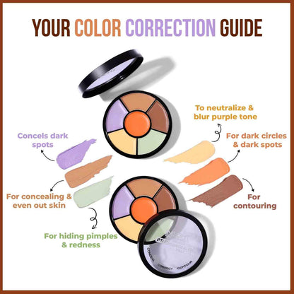 INSIGHT Pro Concealer Palette, 6-Pan Makeup Wheel for Face, Waterproof Full Coverage, Satin-Matte Finish, 15g - back view
