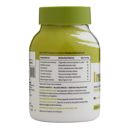 INSIX Ayurvedic Herbal Supplement, 90 Veg Capsules, 7 Herb Blend with Fenugreek, Turmeric, Black Pepper - close-up detail