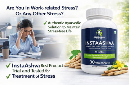 INSTAASHVA Dietary Supplement Capsules, Herbal Blend, 30 Count, Light Blue Bottle - front view