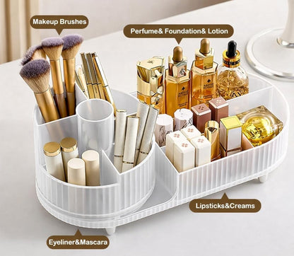 ISHWANKU 360 Rotating Cosmetic Organizer Caddy - Countertop Makeup Display Case for Nail Polish, Brushes, Lipstick, Jewelry -