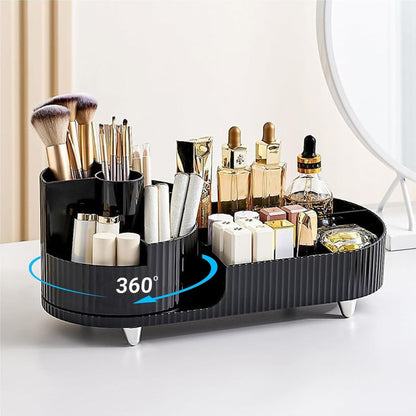 ISHWANKU 360 Rotating Cosmetic Organizer Caddy - Countertop Makeup Display Case for Nail Polish, Brushes, Lipstick, Jewelry -