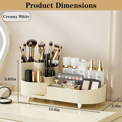 ISHWANKU 360 Rotating Cosmetic Organizer Caddy - Countertop Makeup Display Case for Nail Polish, Brushes, Lipstick, Jewelry -