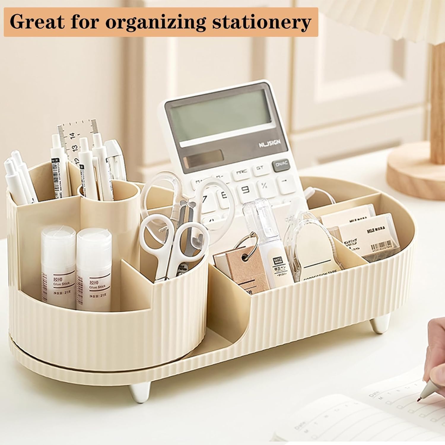ISHWANKU 360 Rotating Cosmetic Organizer Caddy - Countertop Makeup Display Case for Nail Polish, Brushes, Lipstick, Jewelry -