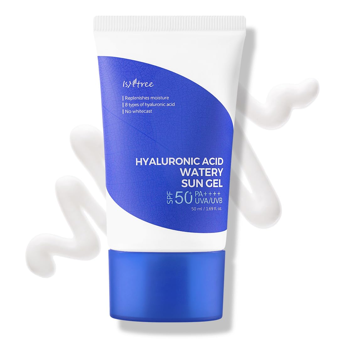 Isntree Hyaluronic Acid Watery Sun Gel SPF50+ PA++++, 1.69 Fl Oz, 8 Types Hyaluronic Acid, Non-Nano Chemical Sunscreen