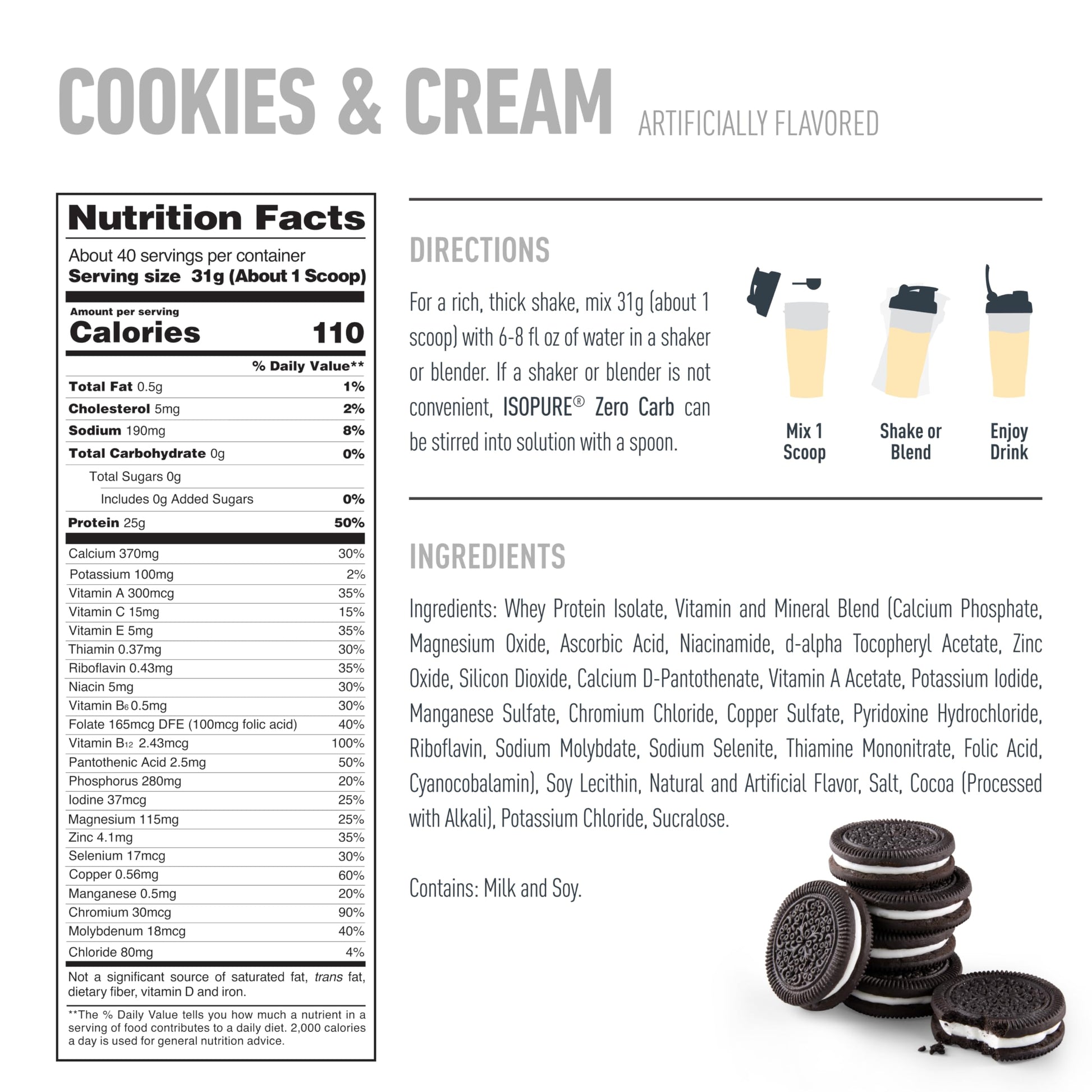 Isopure Whey Protein Isolate Powder, Vegetarian, Zero Added Sugar, Lactose-Free, Gluten-Free - close-up detail (16)