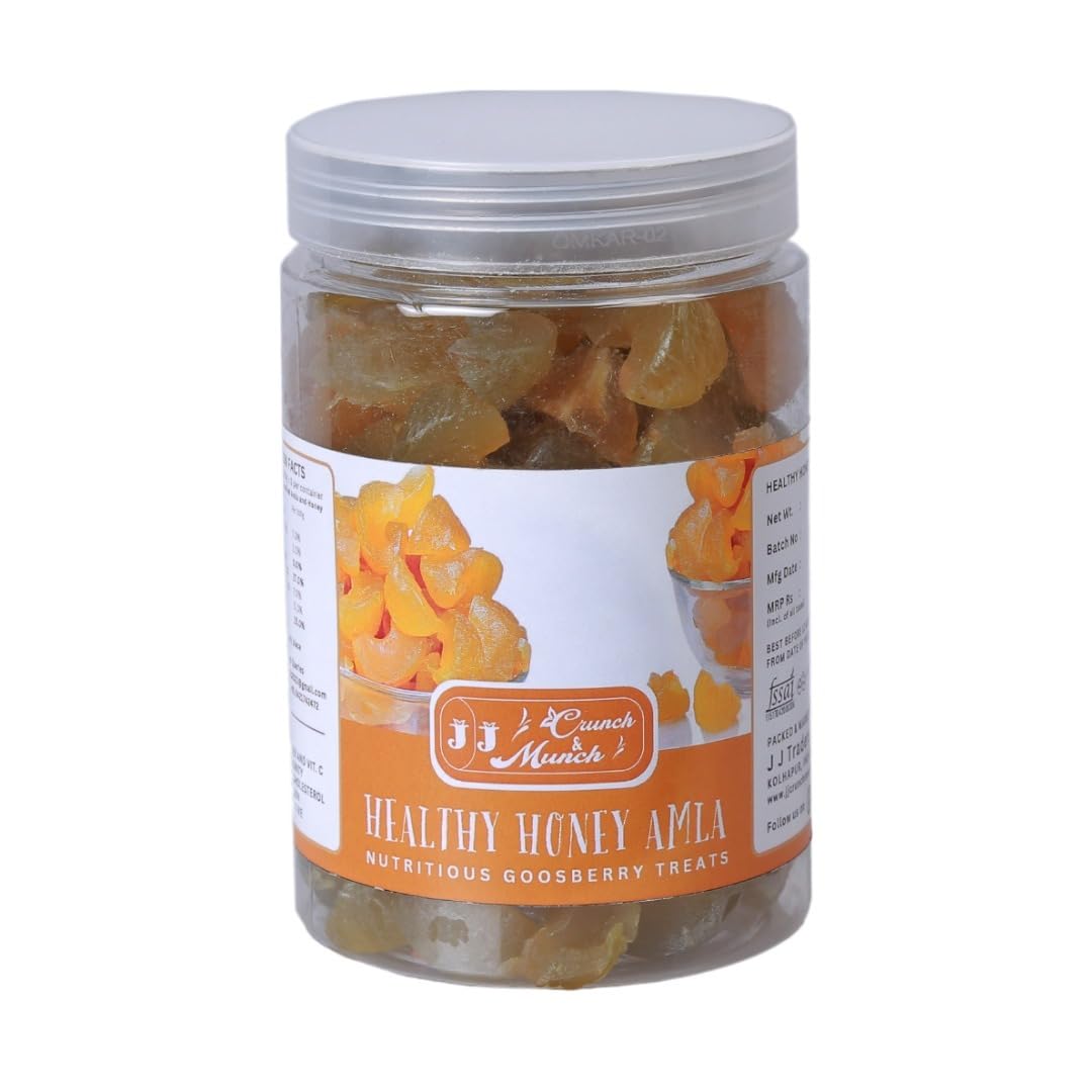 J J crunch N munch Honey Amla Candy, Sugar-Free Natural Dried Amla Fruit Snack, No Preservatives - front view