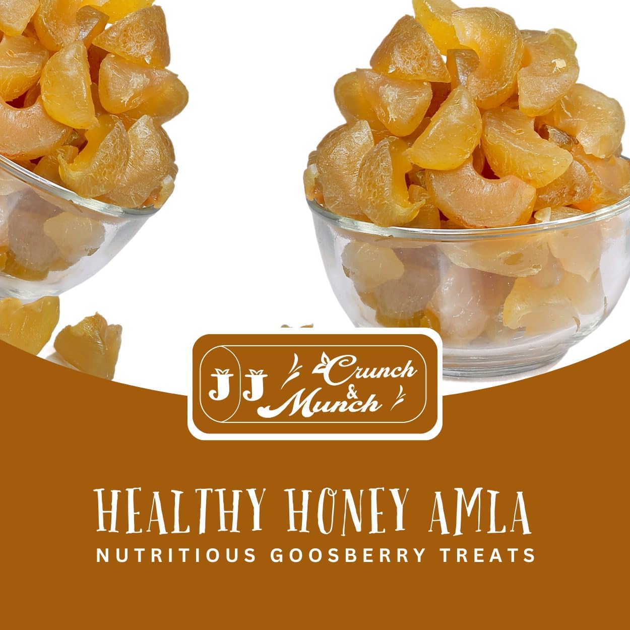 J J crunch N munch Honey Amla Candy, Sugar-Free Natural Dried Amla Fruit Snack, No Preservatives - in use