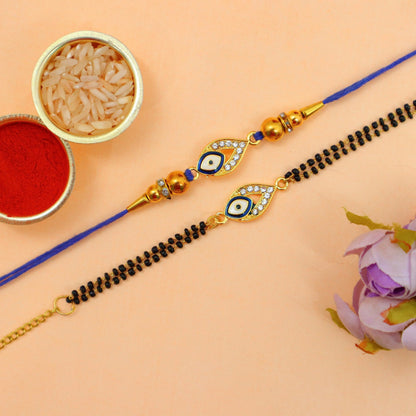 Jaipur ACE Boy's Rakhi Combo Set of Floral Bracelet Cum Rakhi Elegant Beads Rakhi with Golden Pooja Thali and Roli for Bro/Br