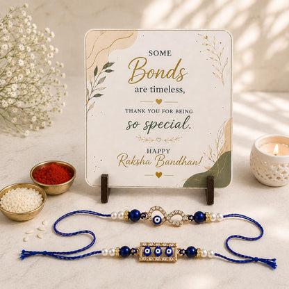 JAIPUR ACE BRO Rakhi Set of 2 for Brother | Designer Letter Rakhi Combo with Raksha Bandhan Standee, Roli Chawal and Display 