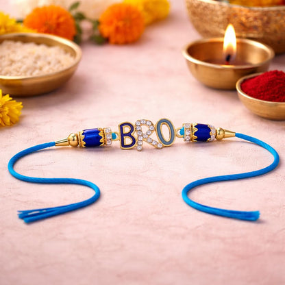 JAIPUR ACE BRO Rakhi Set of 2 for Brother | Designer Letter Rakhi Combo with Raksha Bandhan Standee, Roli Chawal and Display 