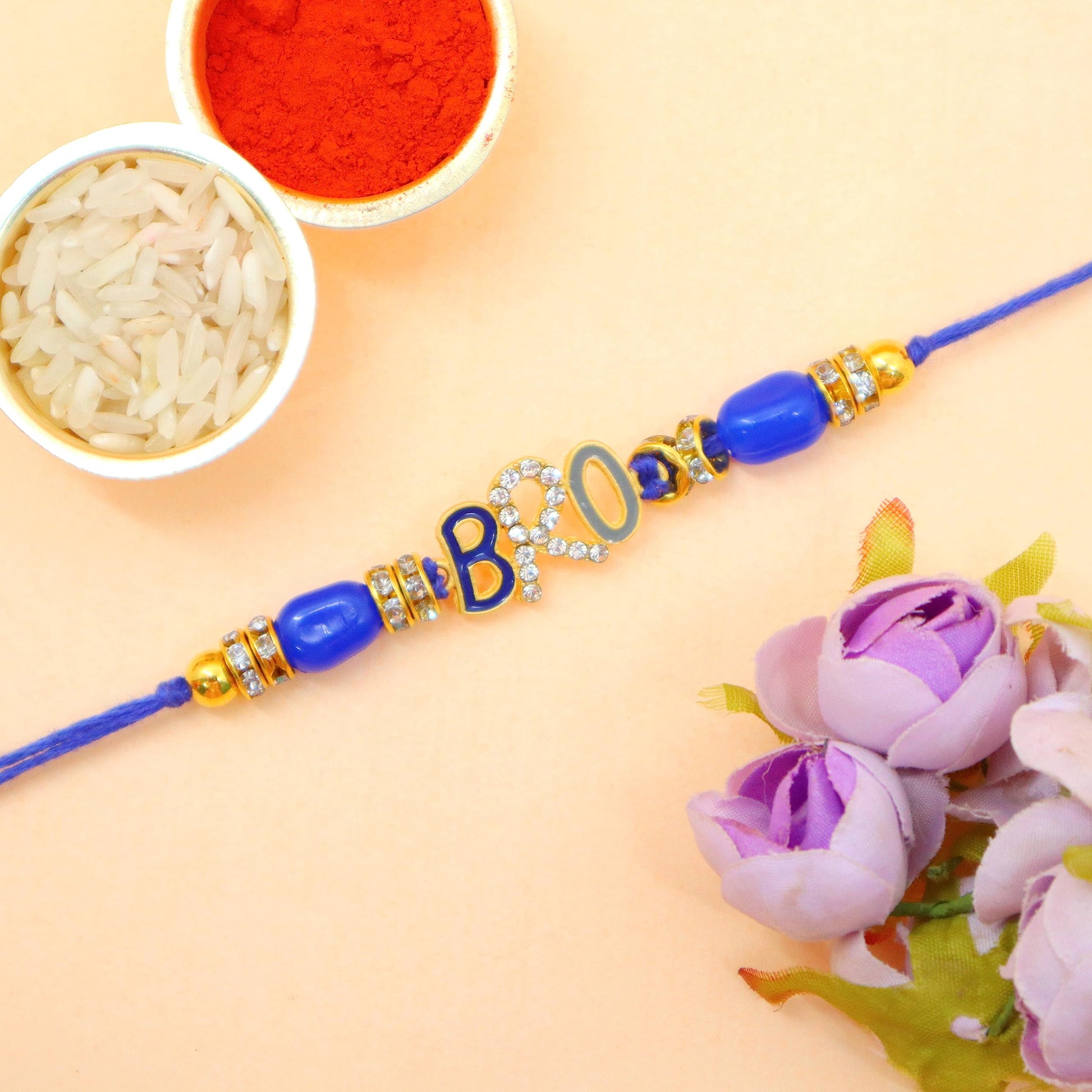 JAIPUR ACE BRO Rakhi Set of 2 for Brother | Designer Letter Rakhi Combo with Raksha Bandhan Standee, Roli Chawal and Display 