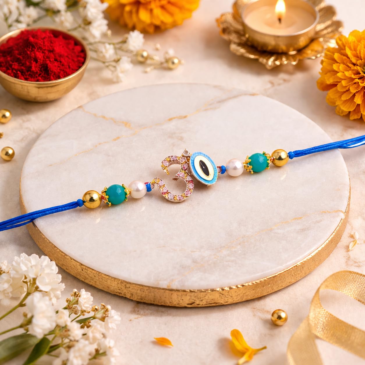 JAIPUR ACE BRO Rakhi Set of 2 for Brother | Designer Letter Rakhi Combo with Raksha Bandhan Standee, Roli Chawal and Display 