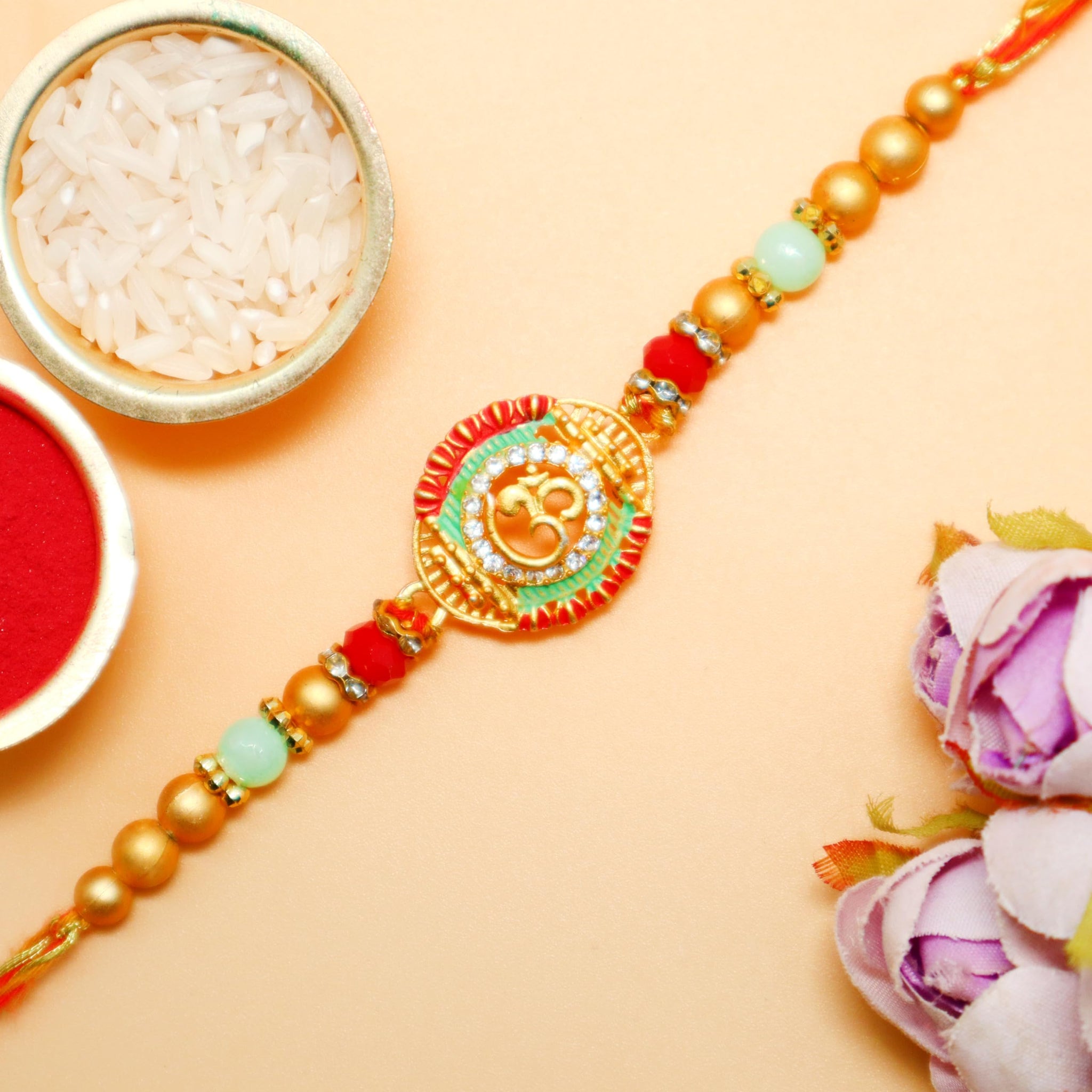 JAIPUR ACE BRO Rakhi Set of 2 for Brother | Designer Letter Rakhi Combo with Raksha Bandhan Standee, Roli Chawal and Display 