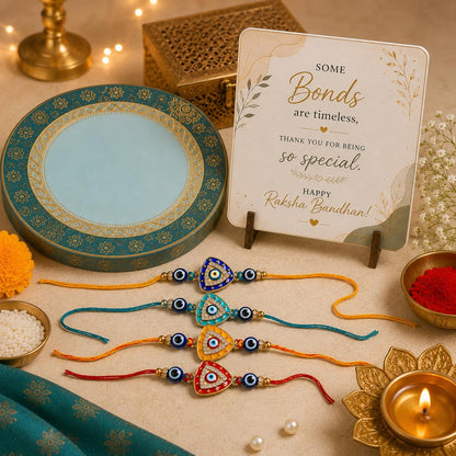 JAIPUR ACE BRO Rakhi Set of 2 for Brother | Designer Letter Rakhi Combo with Raksha Bandhan Standee, Roli Chawal and Display 