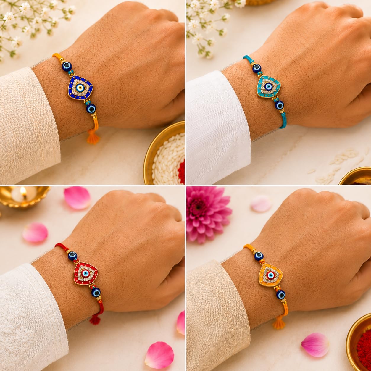 JAIPUR ACE BRO Rakhi Set of 2 for Brother | Designer Letter Rakhi Combo with Raksha Bandhan Standee, Roli Chawal and Display 