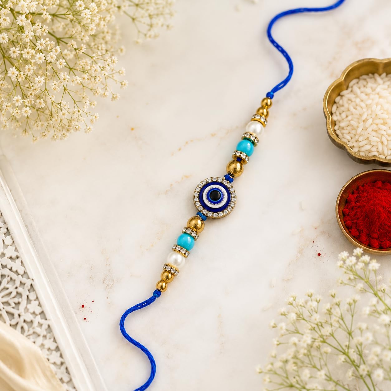 JAIPUR ACE BRO Rakhi Set of 2 for Brother | Designer Letter Rakhi Combo with Raksha Bandhan Standee, Roli Chawal and Display 