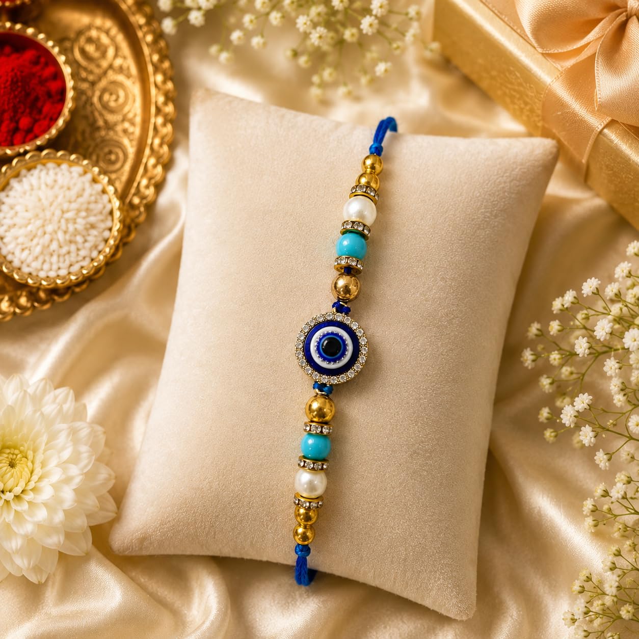 JAIPUR ACE BRO Rakhi Set of 2 for Brother | Designer Letter Rakhi Combo with Raksha Bandhan Standee, Roli Chawal and Display 