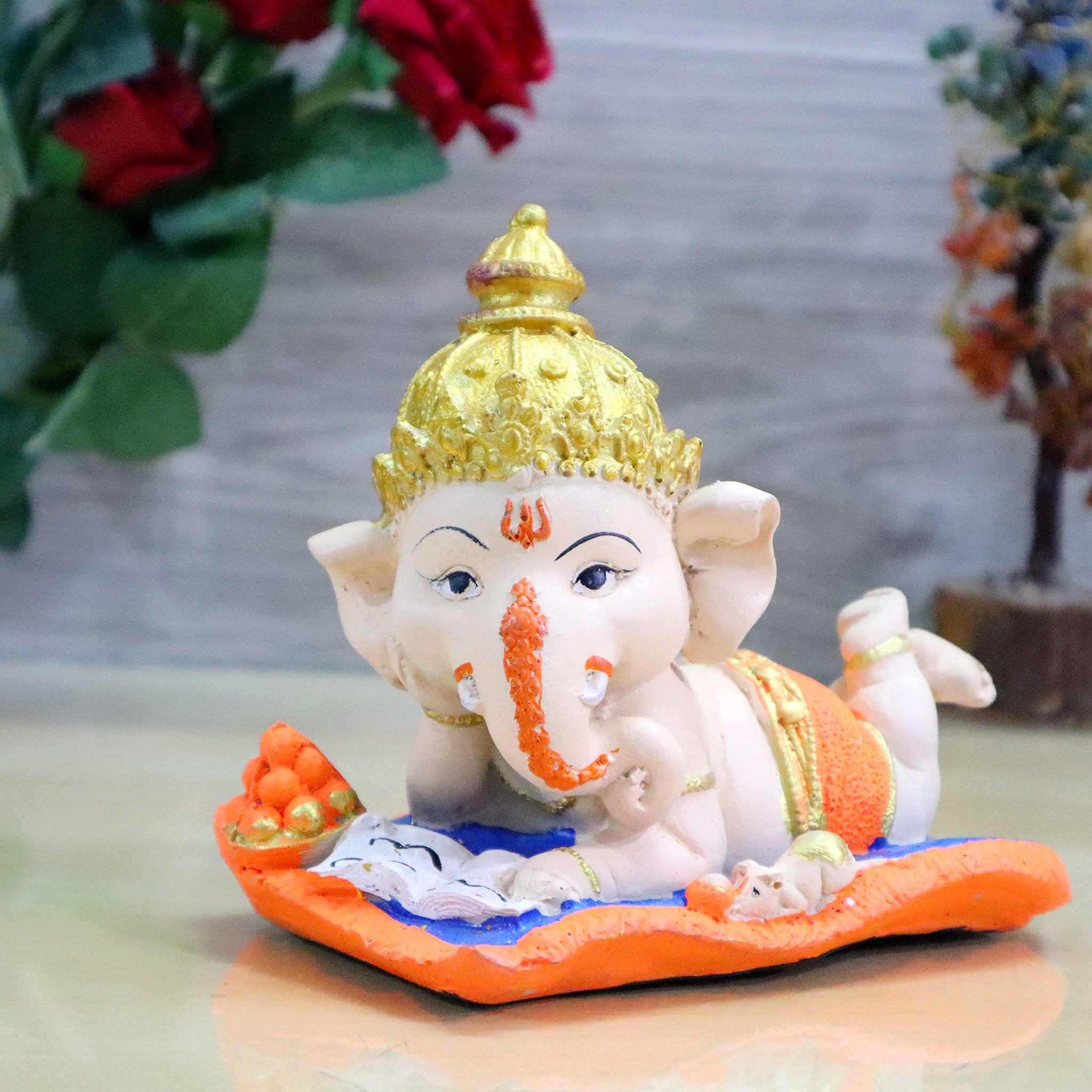 JAIPUR ACE Ganesh Figurine, Polyresin Handcrafted Statue, 6 cm, Home & Office Decor - packaging (10)