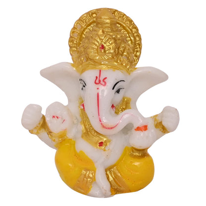 JAIPUR ACE Ganesh Figurine, Polyresin Handcrafted Statue, 6 cm, Home & Office Decor - front view (18)
