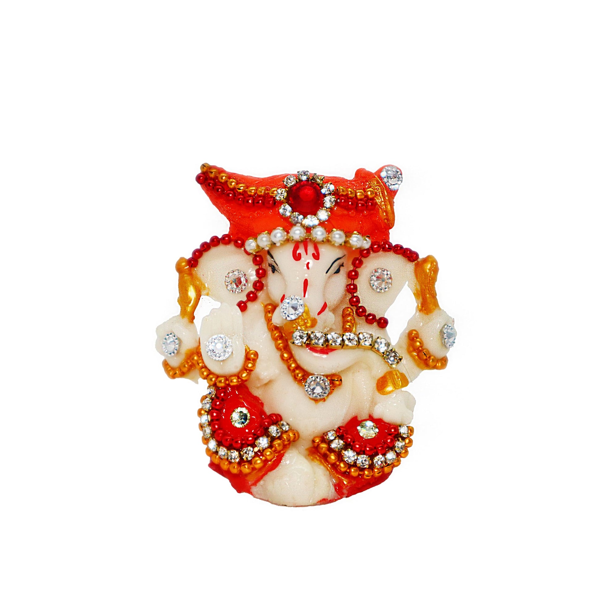 JAIPUR ACE Ganesh Figurine, Polyresin Handcrafted Statue, 6 cm, Home & Office Decor - front view
