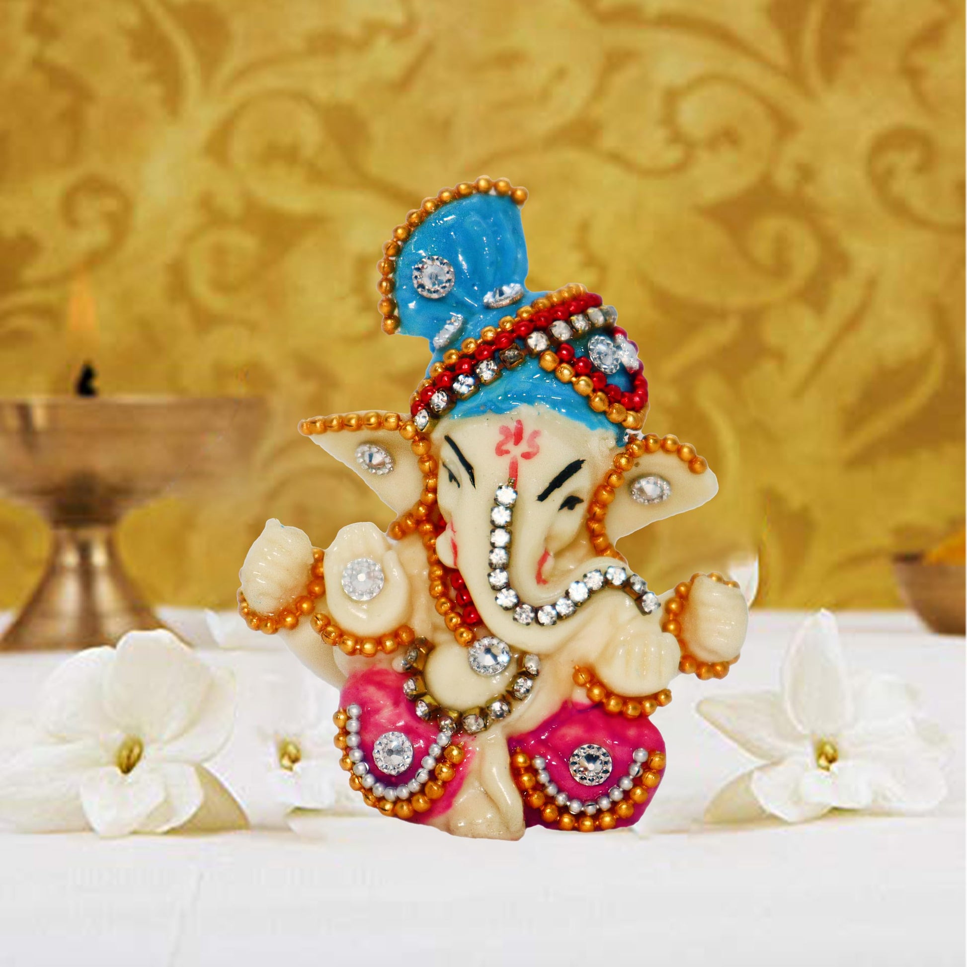 JAIPUR ACE Ganesh Figurine, Polyresin Handcrafted Statue, 6 cm, Home & Office Decor (22)