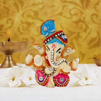 JAIPUR ACE Ganesh Figurine, Polyresin Handcrafted Statue, 6 cm, Home & Office Decor (22)