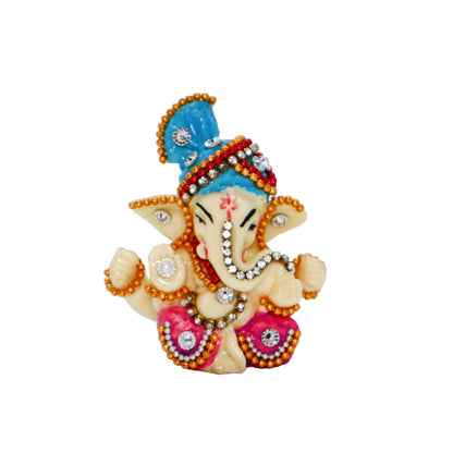 JAIPUR ACE Ganesh Figurine, Polyresin Handcrafted Statue, 6 cm, Home & Office Decor - front view (23)