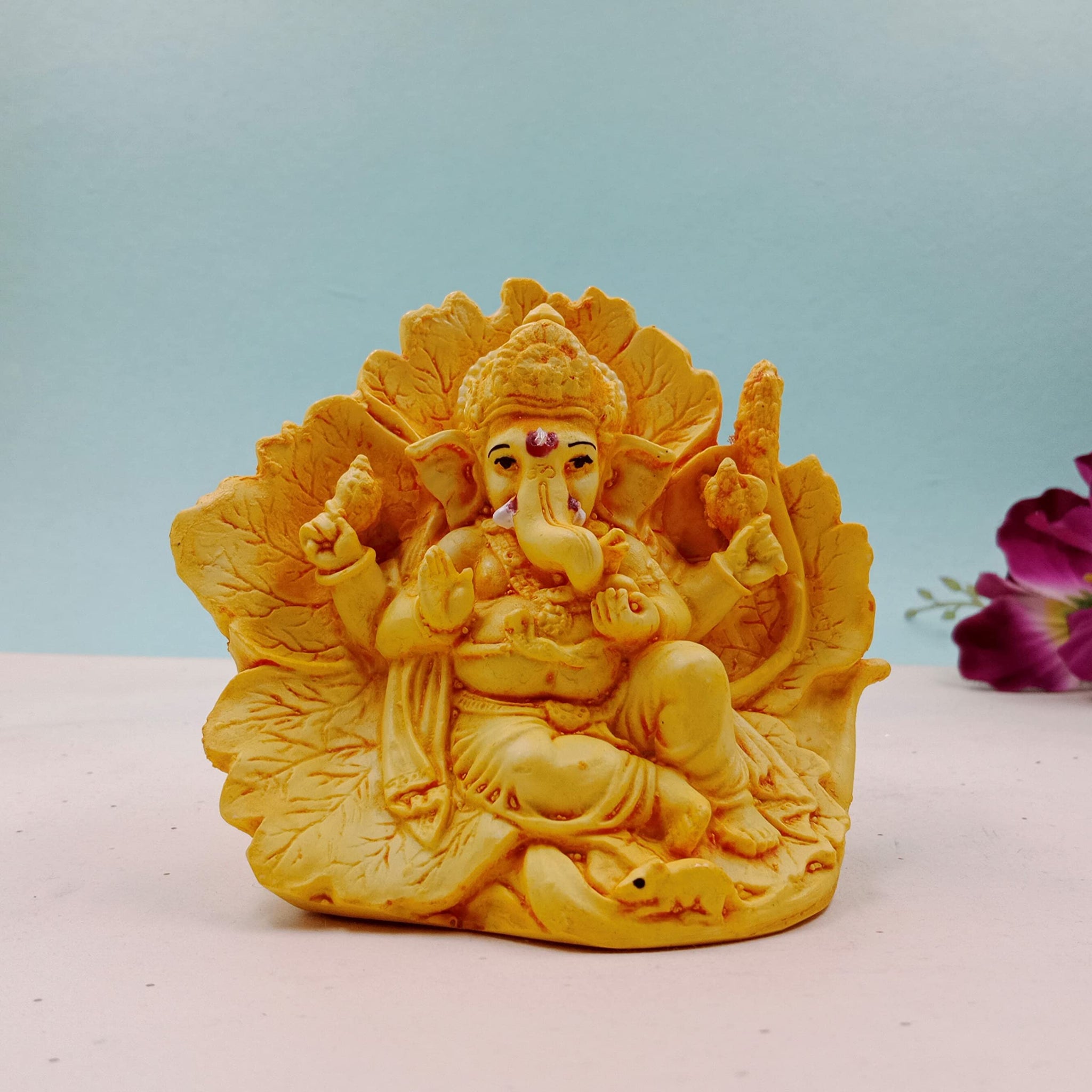 JAIPUR ACE Ganesh Figurine, Polyresin Handcrafted Statue, 6 cm, Home & Office Decor (28)