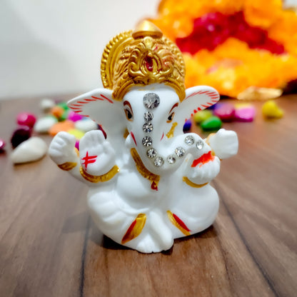 JAIPUR ACE Ganesh Figurine, Polyresin Handcrafted Statue, 6 cm, Home & Office Decor - front view (44)