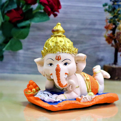 JAIPUR ACE Ganesh Figurine, Polyresin Handcrafted Statue, 6 cm, Home & Office Decor (7)