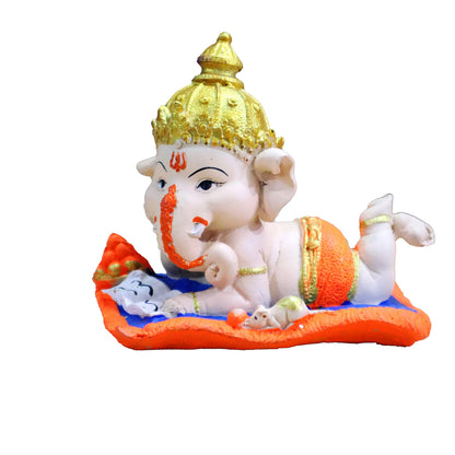 JAIPUR ACE Ganesh Figurine, Polyresin Handcrafted Statue, 6 cm, Home & Office Decor - front view (8)