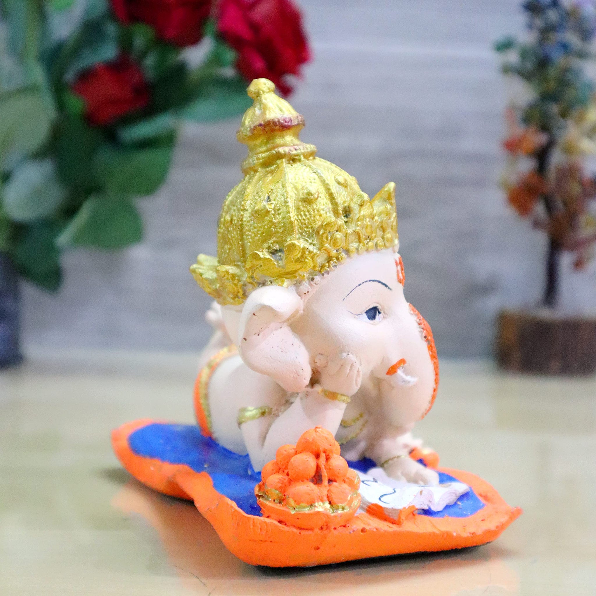 JAIPUR ACE Ganesh Figurine, Polyresin Handcrafted Statue, 6 cm, Home & Office Decor - back view (9)