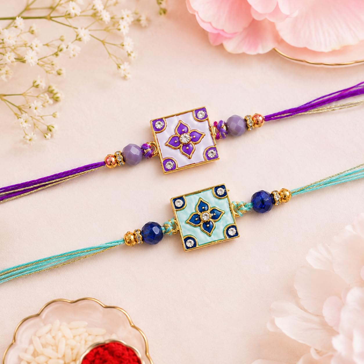 JAIPUR ACE Designer Rakhi Combo with Fridge Magnet |Fancy Thread for Bhaiya Bhabhi | Rakshabandhan Gift Set with Decorative C