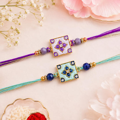 JAIPUR ACE Designer Rakhi Combo with Fridge Magnet |Fancy Thread for Bhaiya Bhabhi | Rakshabandhan Gift Set with Decorative C