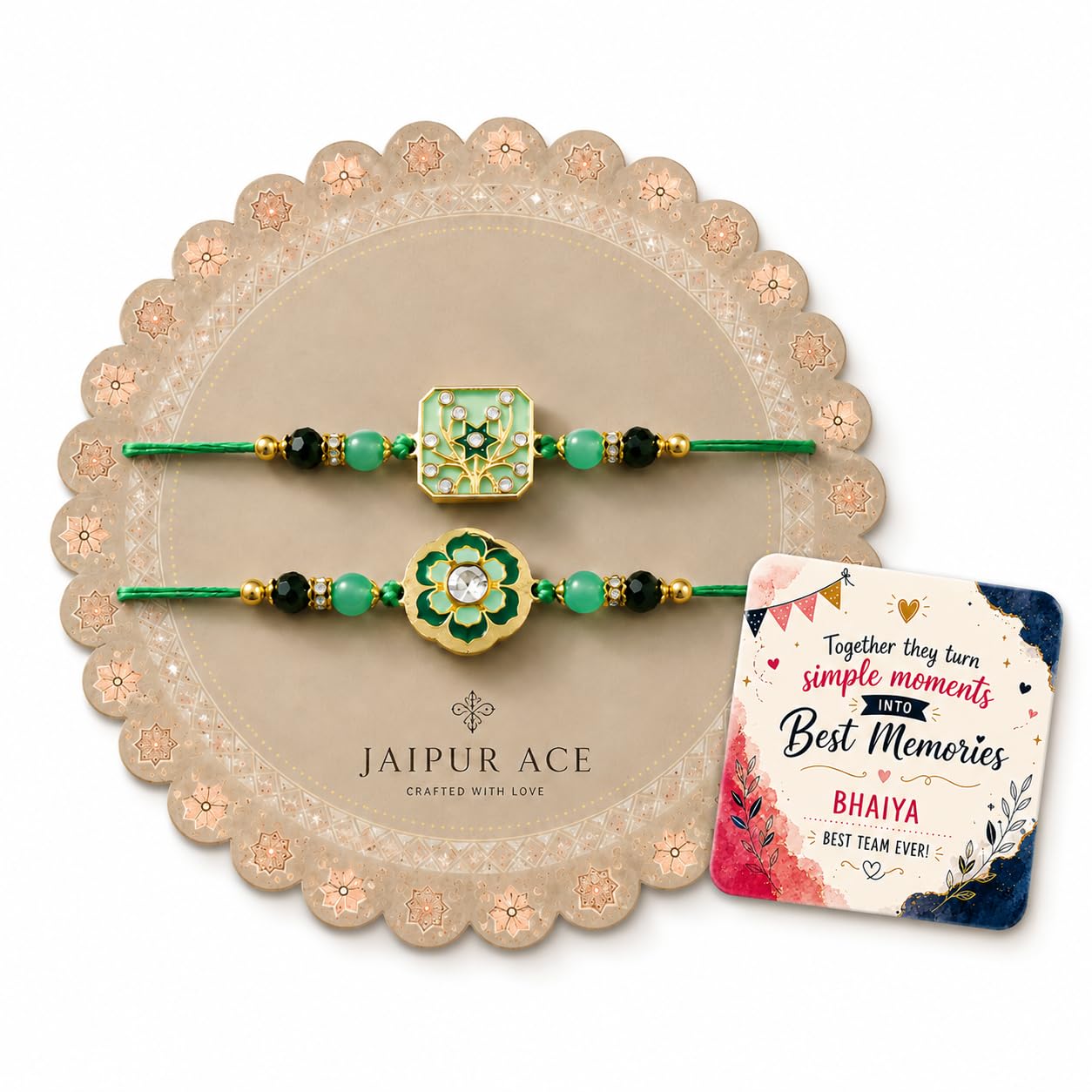 JAIPUR ACE Designer Rakhi Combo with Fridge Magnet |Fancy Thread for Bhaiya Bhabhi | Rakshabandhan Gift Set with Decorative C
