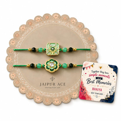 JAIPUR ACE Designer Rakhi Combo with Fridge Magnet |Fancy Thread for Bhaiya Bhabhi | Rakshabandhan Gift Set with Decorative C