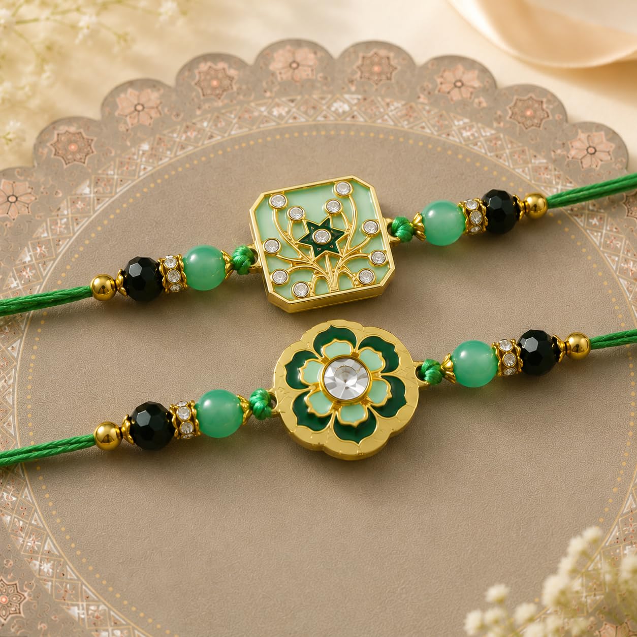 JAIPUR ACE Designer Rakhi Combo with Fridge Magnet |Fancy Thread for Bhaiya Bhabhi | Rakshabandhan Gift Set with Decorative C