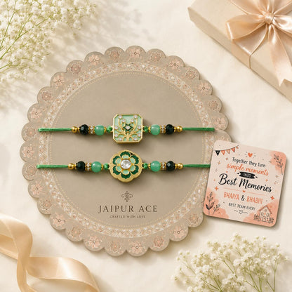 JAIPUR ACE Designer Rakhi Combo with Fridge Magnet |Fancy Thread for Bhaiya Bhabhi | Rakshabandhan Gift Set with Decorative C