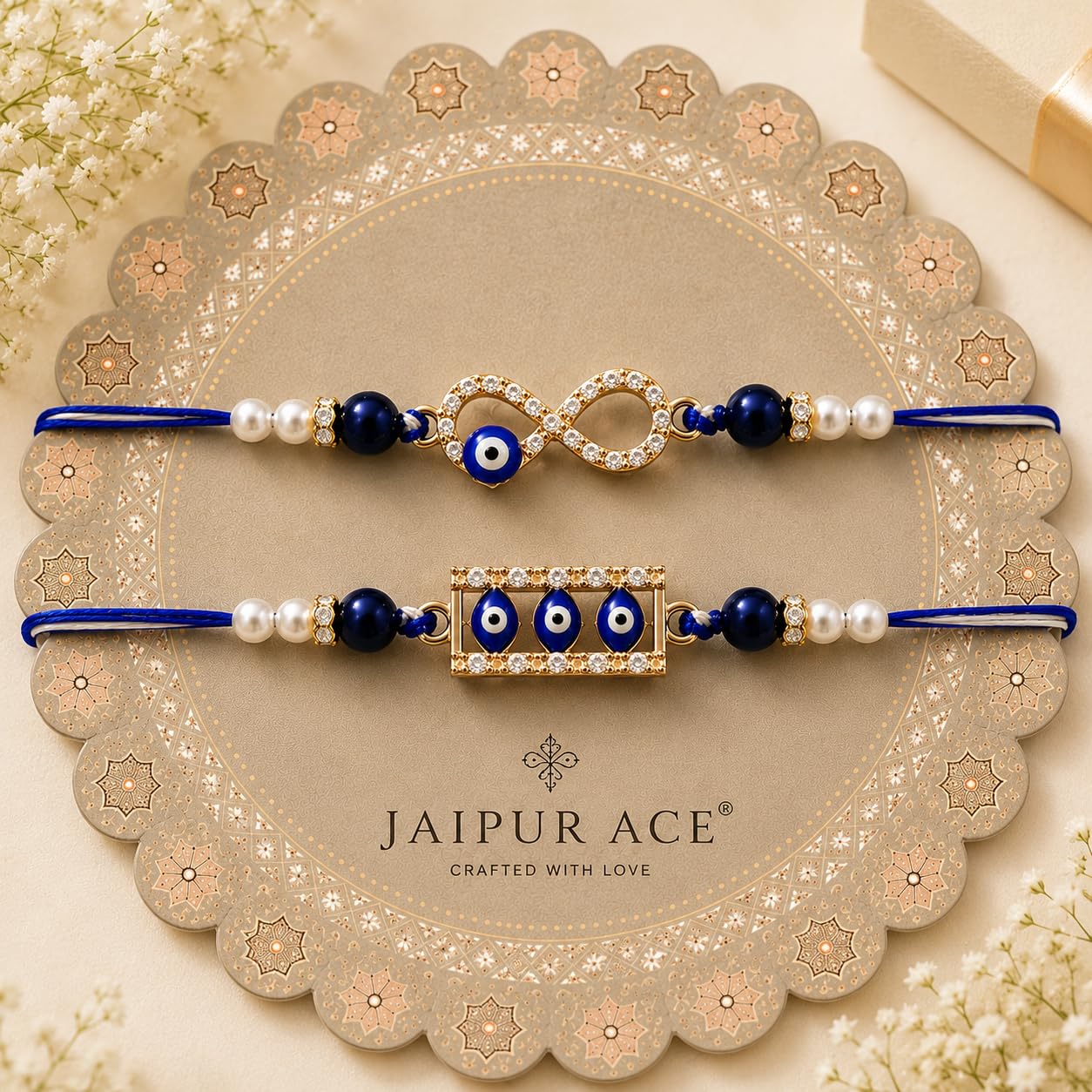 JAIPUR ACE Designer Rakhi Combo with Fridge Magnet |Fancy Thread for Bhaiya Bhabhi | Rakshabandhan Gift Set with Decorative C