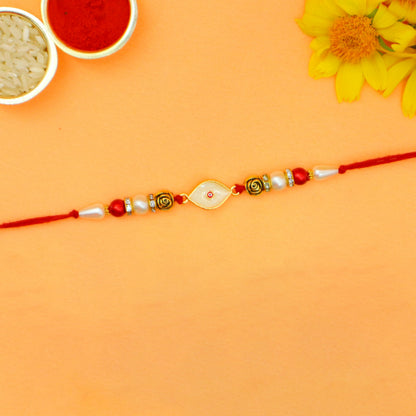Jaipur Ace Rakhi Gift Brother | OM Rakhi for Brother with Gift Silver And Gold Plated Bowl Set | Handmade Rakhi for Bro, Brot