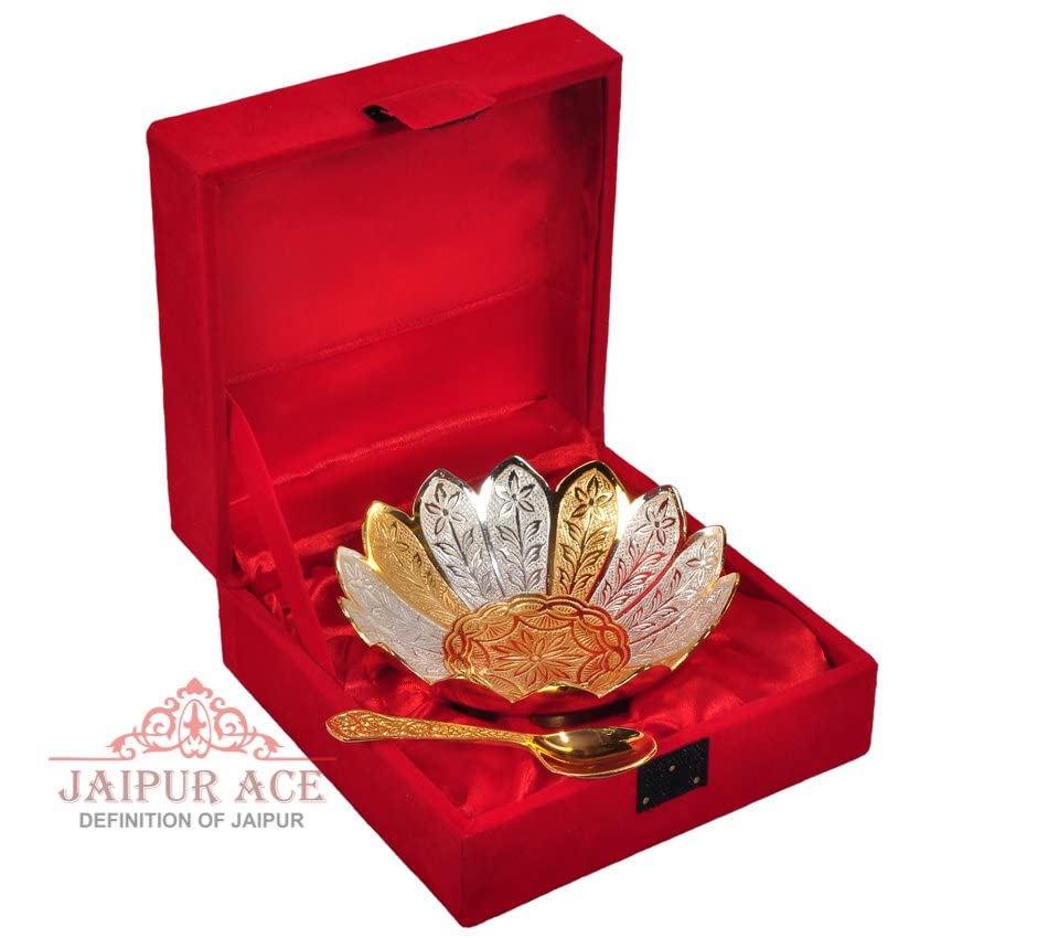 Jaipur Ace Rakhi Gift Brother | OM Rakhi for Brother with Gift Silver And Gold Plated Bowl Set | Handmade Rakhi for Bro, Brot
