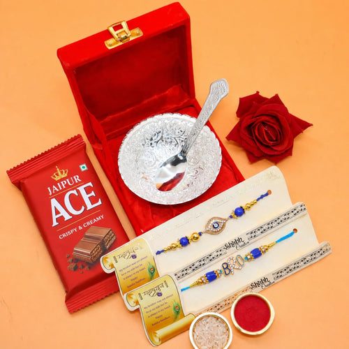 JAIPUR ACE Rakhi traditional Rakhis with Chocolate and single bowl Set Greeting Card for Bro, Brother, Bhaiya, Bhai | Rakshab