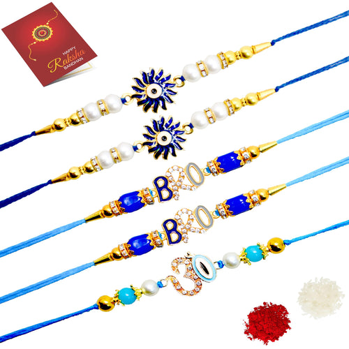 JAIPUR ACE Rakhi Combo Set of Rakhi Elegant Rakhi with Greeting Card for Bro, Brother, Bhaiya, Bhai | Rakshabandhan - (Pack o