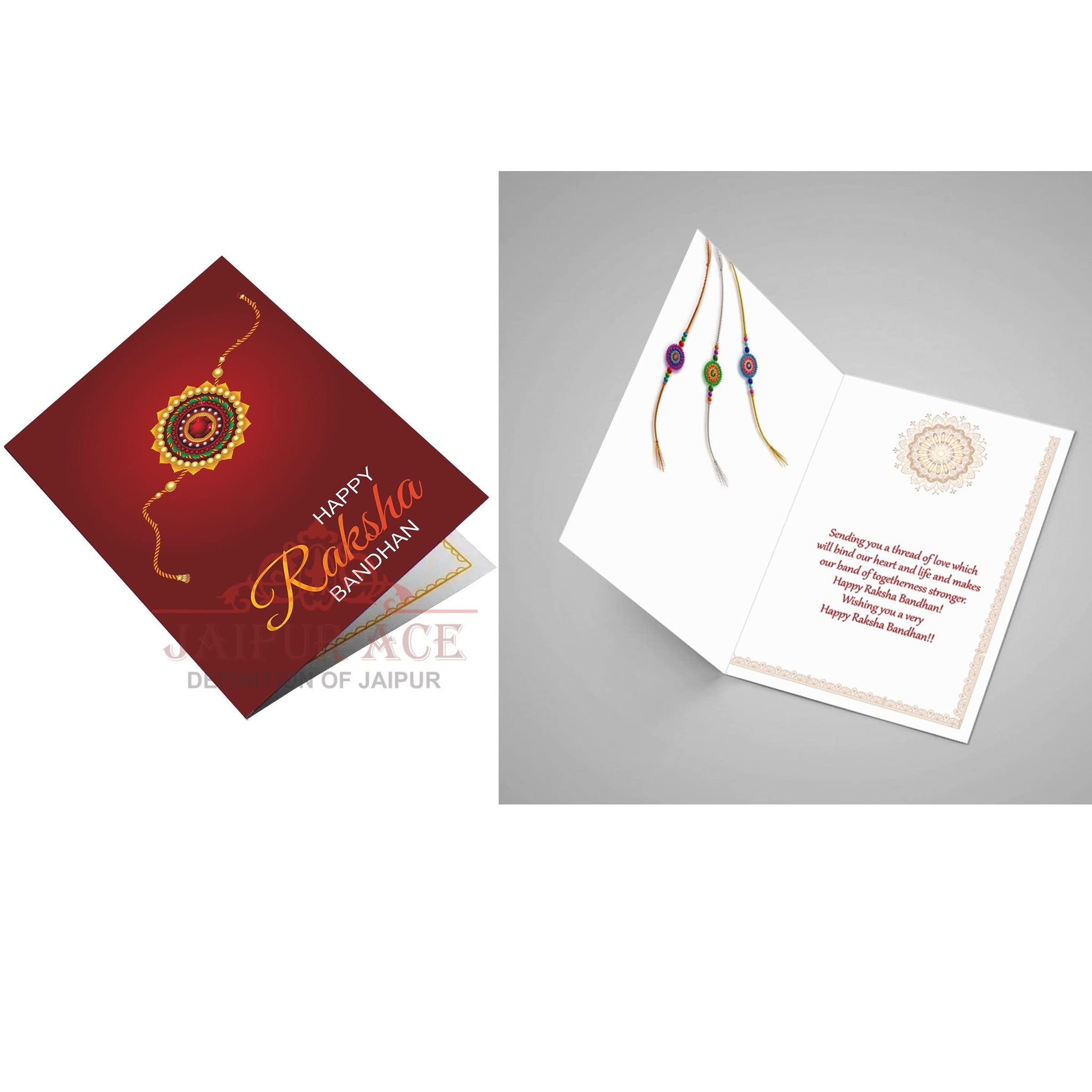 JAIPUR ACE Rakhi Combo Set of Rakhi Elegant Rakhi with Greeting Card for Bro, Brother, Bhaiya, Bhai | Rakshabandhan - (Pack o