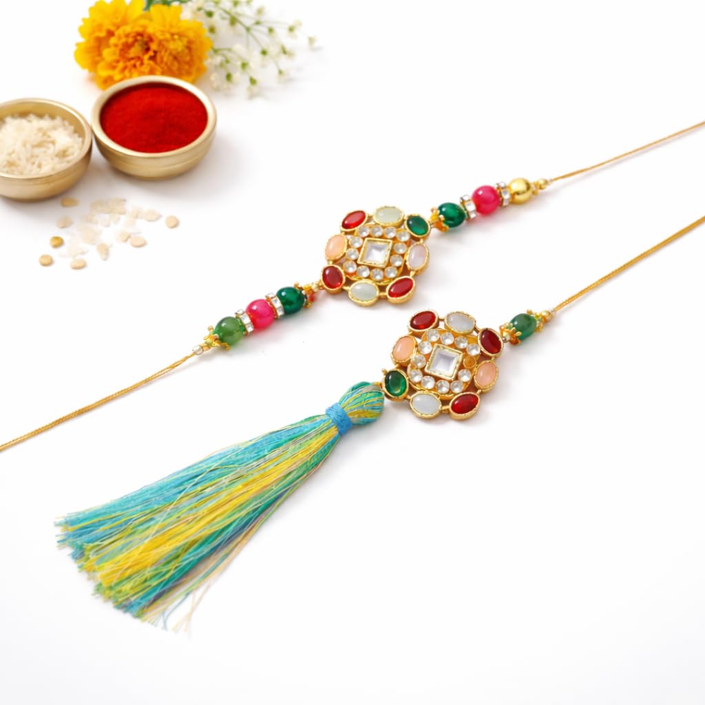 JAIPUR ACE Rakhi for Brother | Rakhi Set with Bowl Set | Raksha Bandhan Greeting Card, Hamper | Gift Set - back view (31)