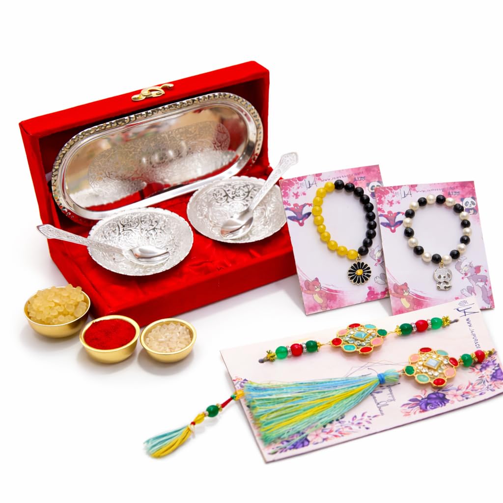 JAIPUR ACE Rakhi for Brother | Rakhi Set with Bowl Set | Raksha Bandhan Greeting Card, Hamper | Gift Set - size and scale