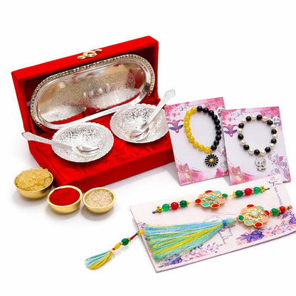 JAIPUR ACE Rakhi for Brother | Rakhi Set with Bowl Set | Raksha Bandhan Greeting Card, Hamper | Gift Set - size and scale