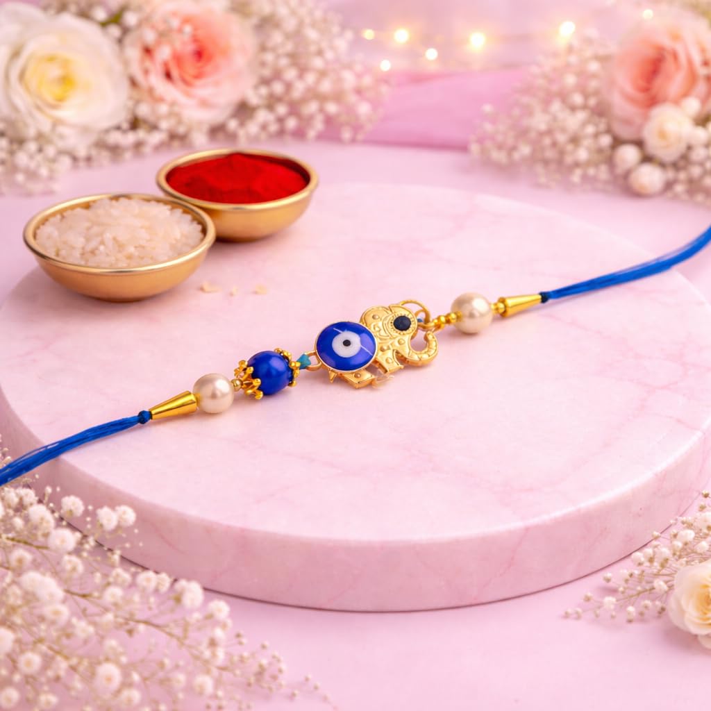 JAIPUR ACE Rakhi Gift Hamper with Silver Plated Bowl Set, Pooja Thali, 2 Designer Rakhis, Roli Chawal, Red Velvet Box - Raksh