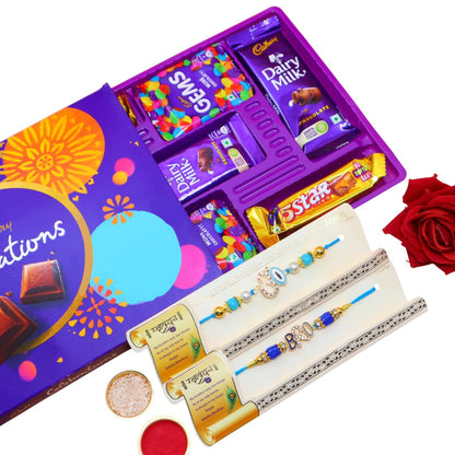 JAIPUR ACE Rakhi Hamper with Chocolate, Raksha Bandhan Gift Combo with Roli Kumkum and Greeting Card