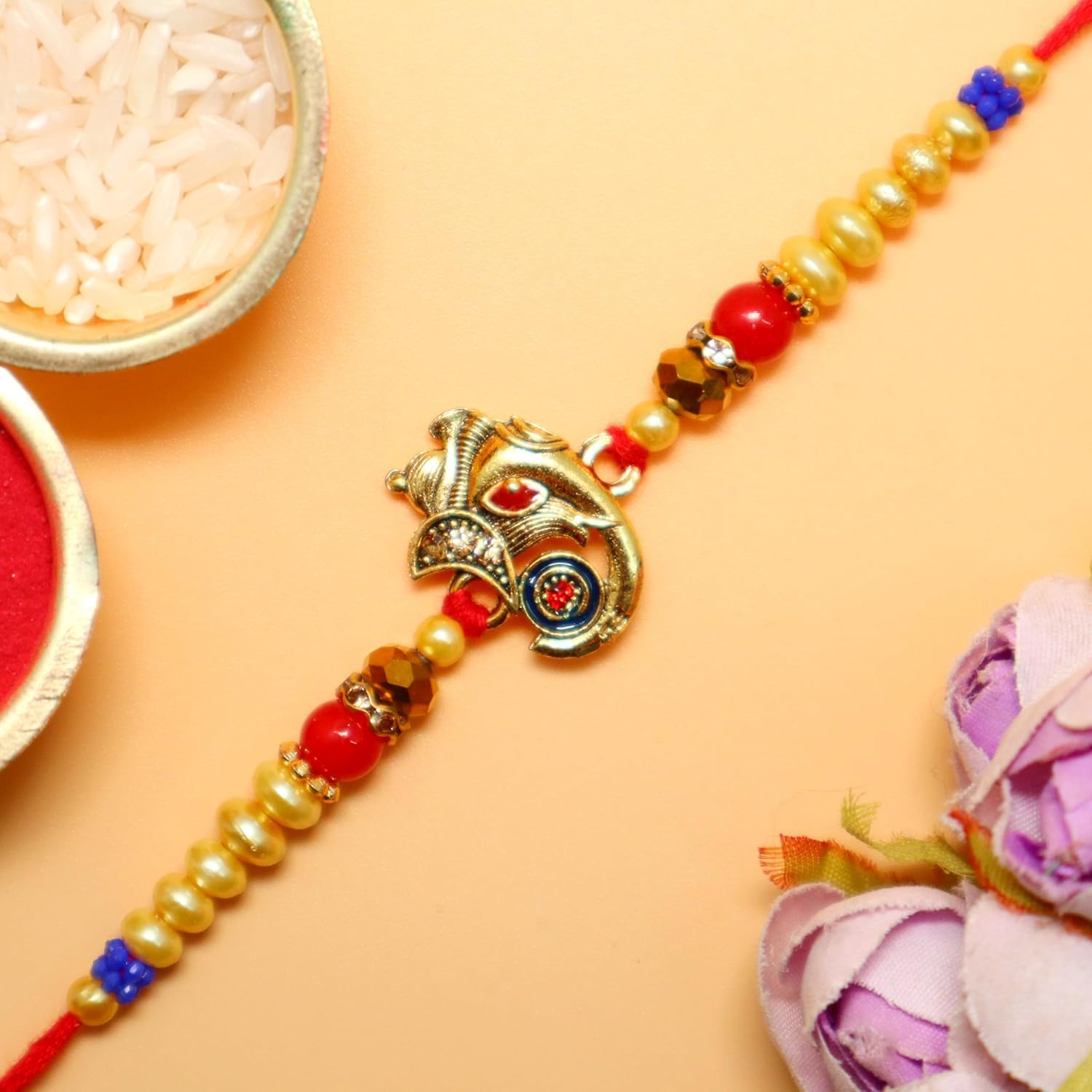 JAIPUR ACE Rakhi Hamper with Chocolate, Raksha Bandhan Gift Combo with Roli Kumkum and Greeting Card - back view (27)